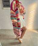 Sweter kolorowy dlugi recznie robiony welniany