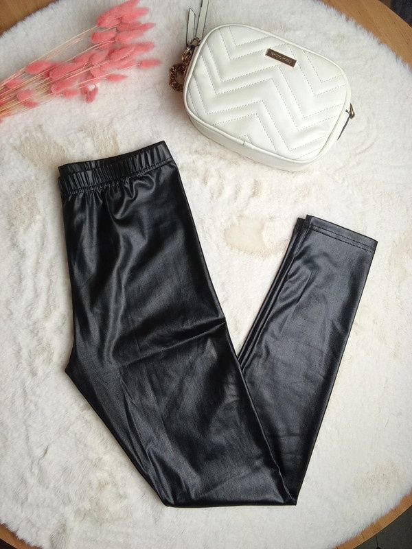 Woskowane legginsy L skórzane spodnie