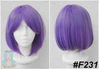 Krótka fioletowa peruka z grzywką bob cosplay wig