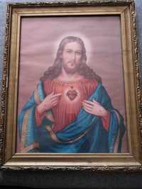 "Serce Jezusa" karton druk, 55x44cm, początek lat 80-ych