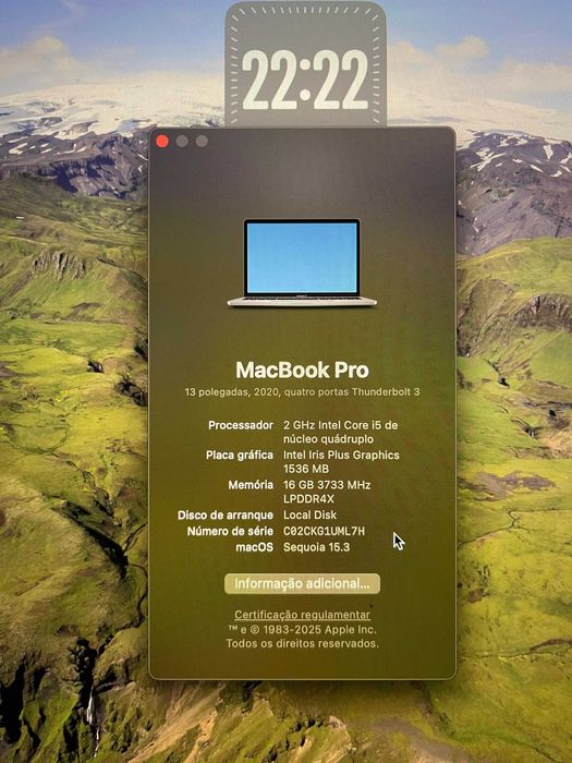 Macbook Pro 13" 2020 | i5 | 16GB RAM | 512 GB de espaço