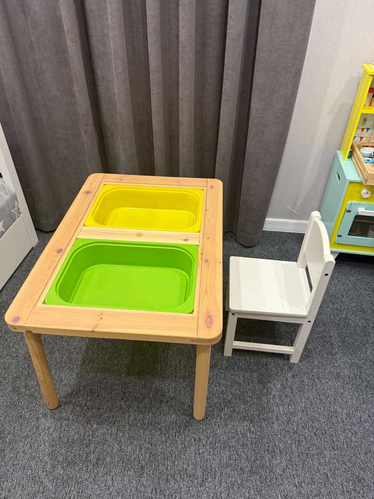 Дитячий столик/ стіл IKEA FLISAT з ящиками + стілець IKEA SUNDVIK
