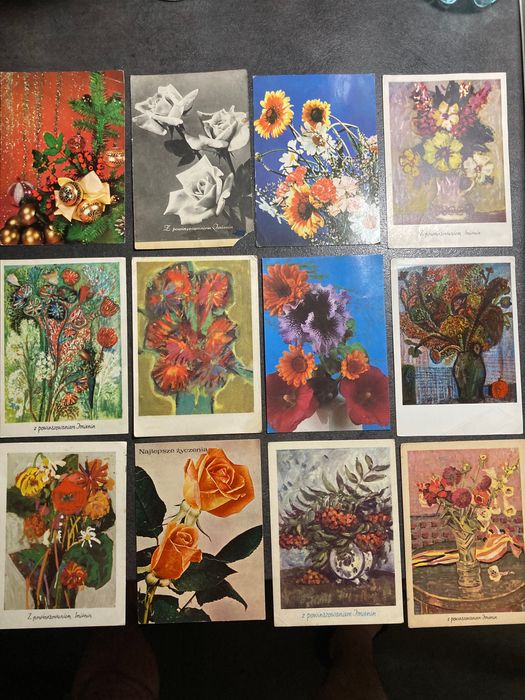 Pocztówki z kwiatami RUCH I KAW lata 60 te
