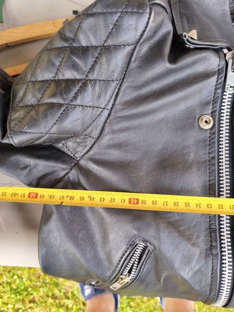 Skórzana kurtka motocyklowa, damska, czarna  r.36