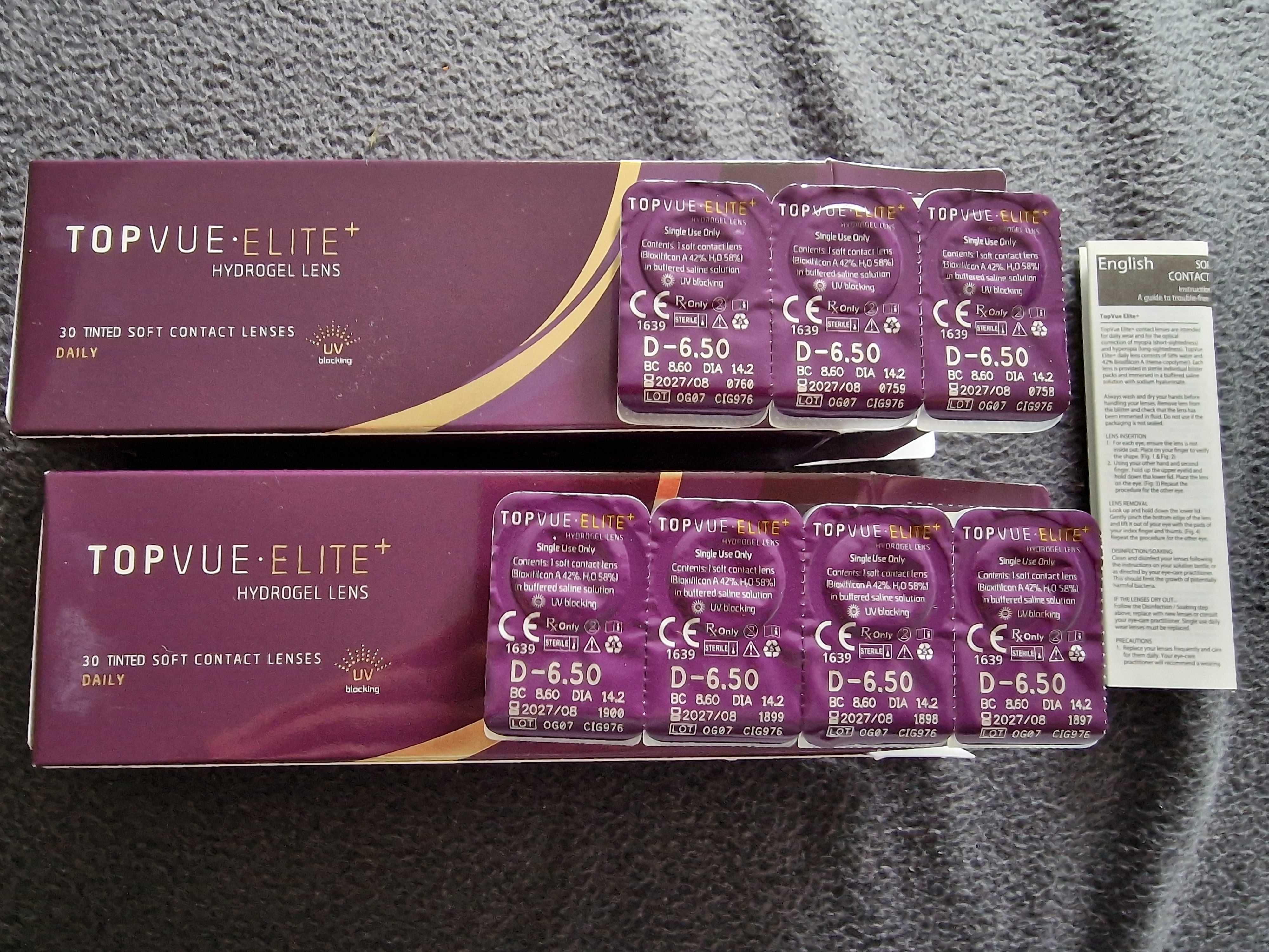 Soczewki TopVue Elite 1 dniowe, flitr UV, moc -6,5