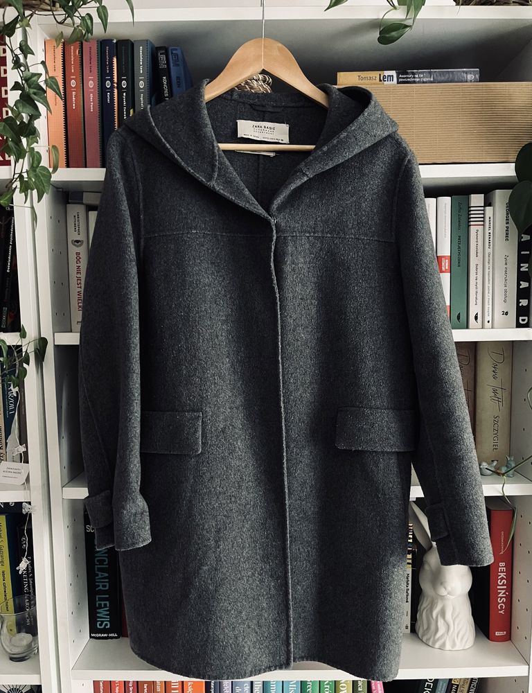 Szary klasyczny płaszcz Zara L/40 M/38 handmade