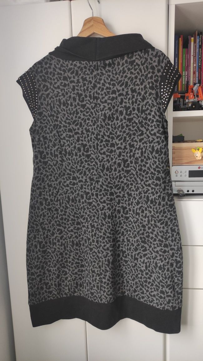 Tunika sukienka pantera cętki czarno szara cieplejsza r.xxl dżety