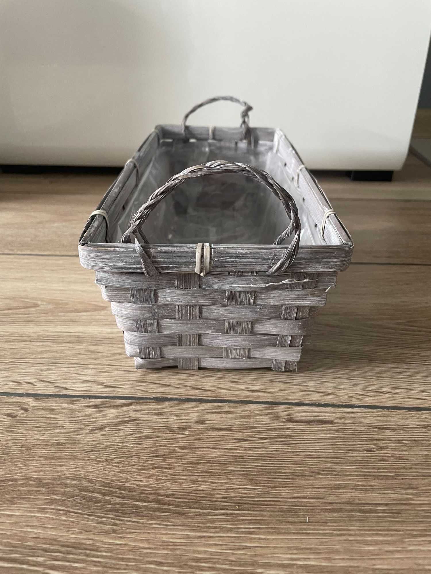 Prostokątne korytko wiklinowe osłonka 33 cm na kwiaty i zioła