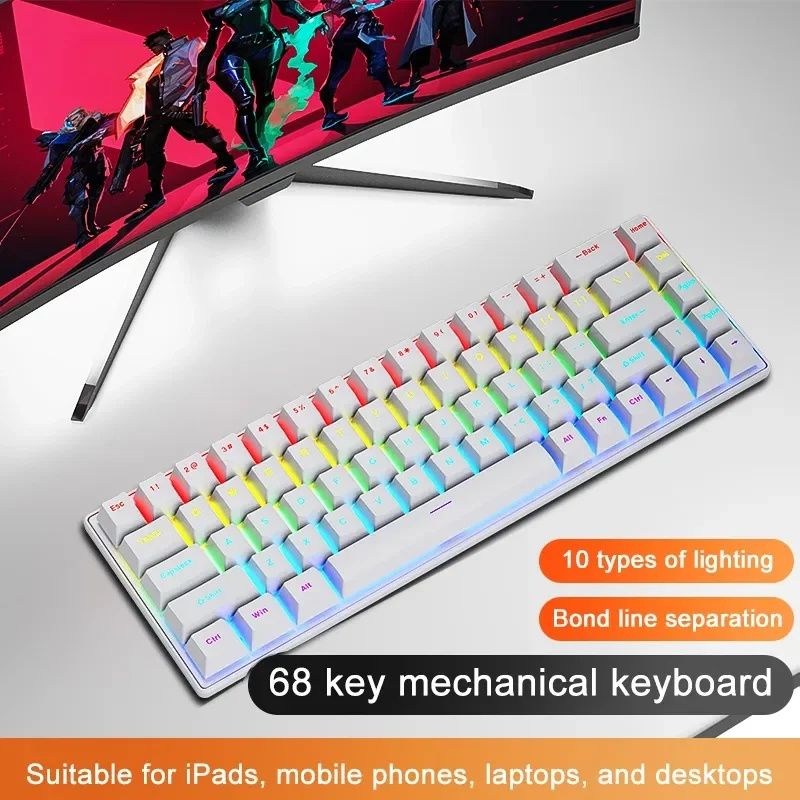 Ігрова механічна клавіатура з rgb підсвіткою skylion k68