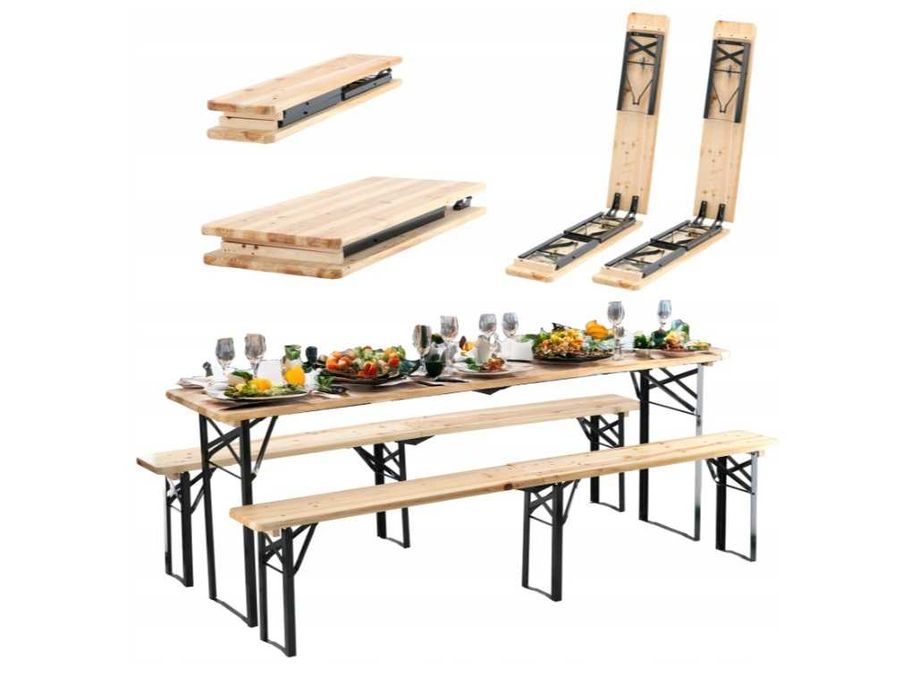 Zestaw Piwny Ogrodowy Biesiadny Cateringowy STÓŁ 2xŁAWKA składany
