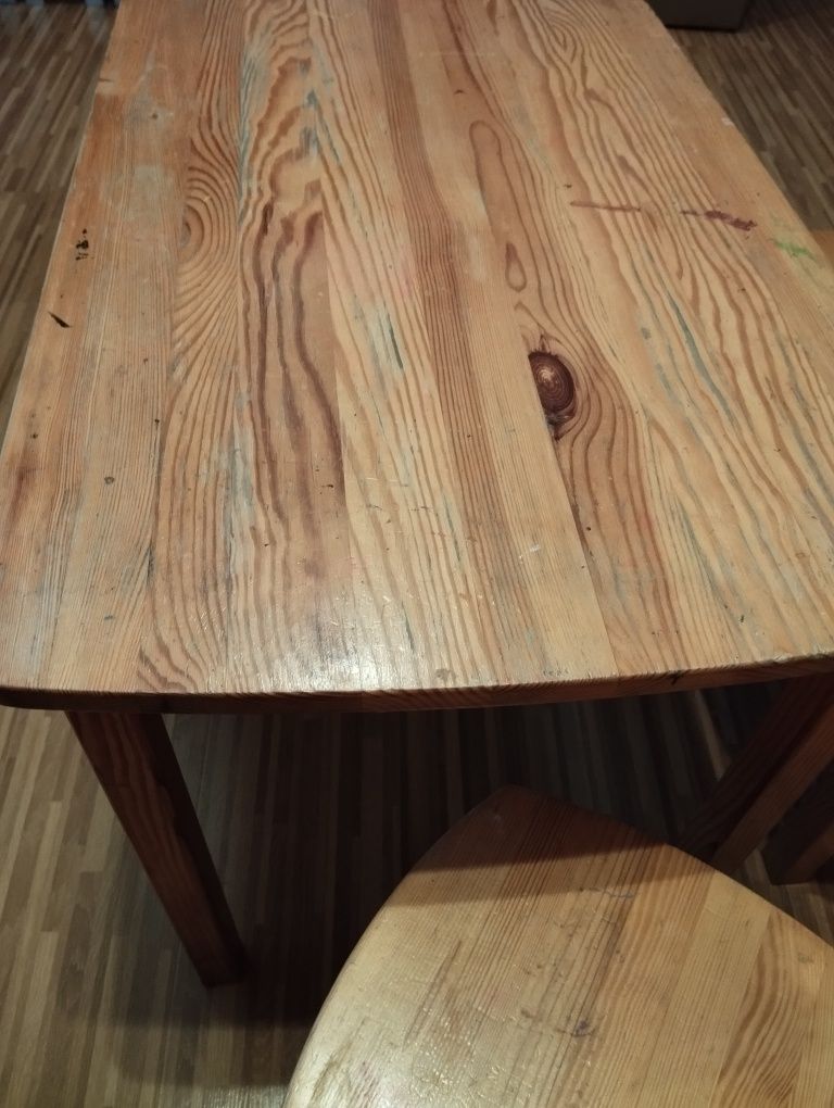 Stolik, 2 krzesełka, ławka drewniane