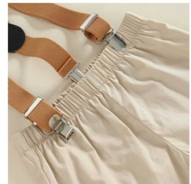 Komplet strój ROCZEK CHŁOPIEC krótki rękaw brąz zestaw 74/80 URODZINY