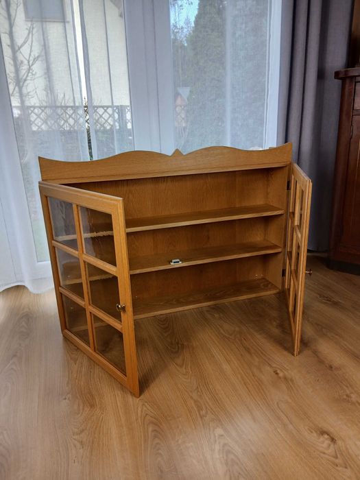 Dębowa szafka z koroną wisząca komoda regał półki Lodowe szyby Szwecja