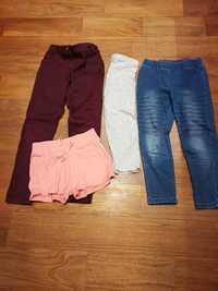 3 szt, spodnie bordowe F&F, leginsy szare, elastyczne jeansy 8-9lat