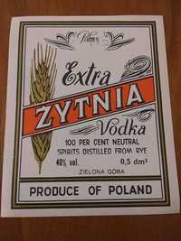 Historyczne etykiety na butelki naklejki na alkohol wódka żytnia prl