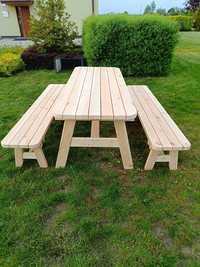 Zestaw Mebli Ogrodowych- Stół-ławki drewniane