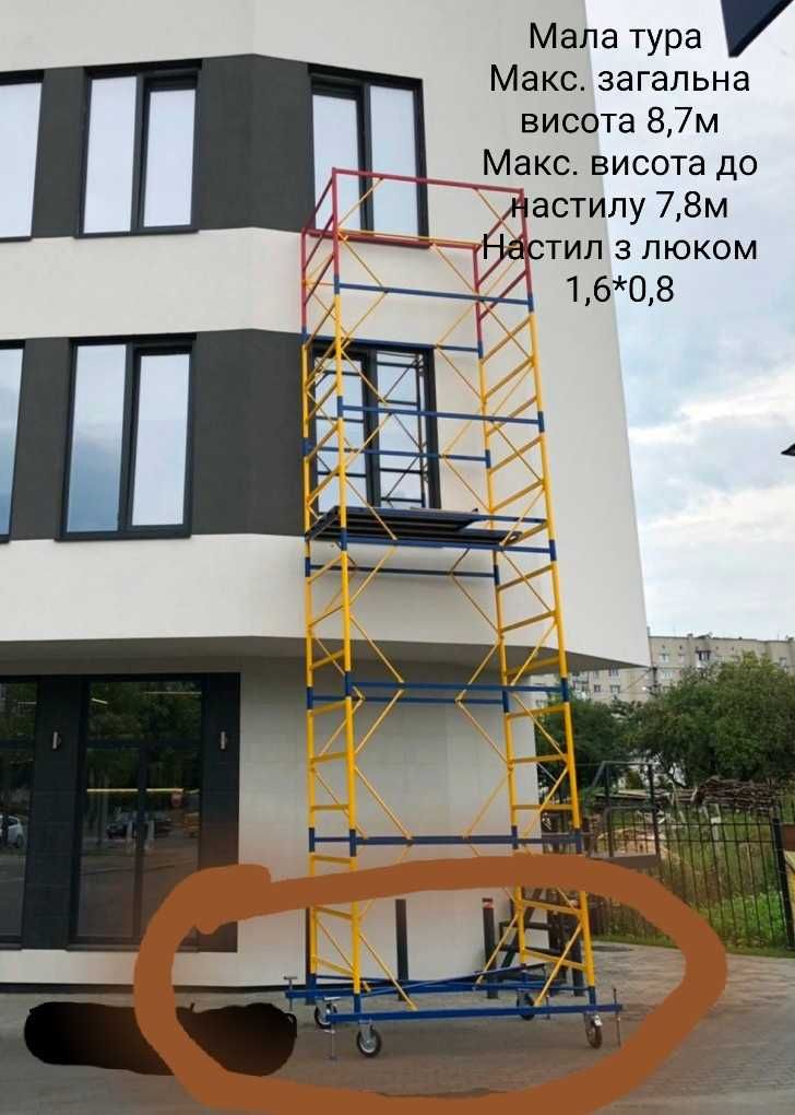 Оренда риштування вишка тура фасадне внутрішнє сходове драбини