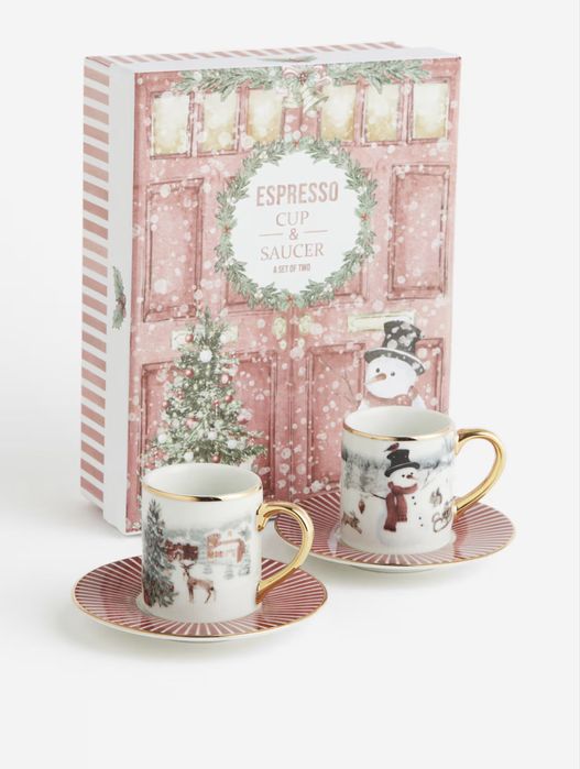 Різдвяний новорічний посуд H&M home різдвяна чашка набір для еспресо