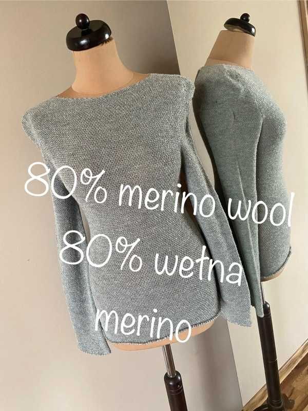 Meto design merino wool welna merino sweter dziergany m l 38 40 wool