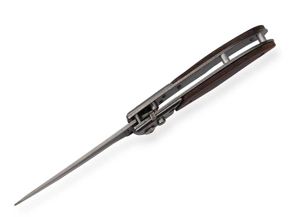 bsh sprężynowy nóż na grzyby ostry składany 17 cm mały drewno N-535T