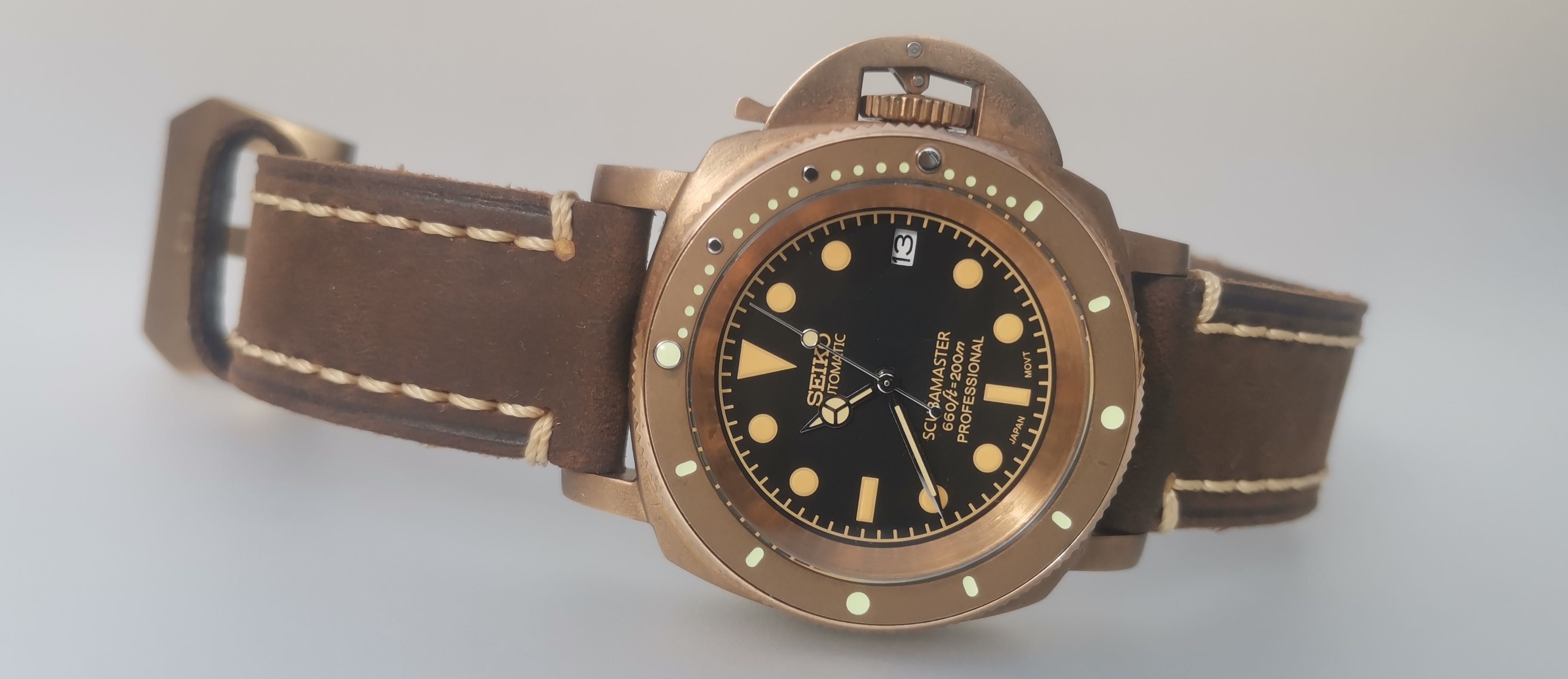 Seiko MOD Panerai Bronze Scubamaster safira - Único - Exclusivo