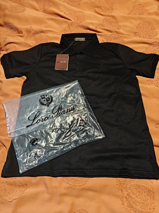 Polo koszulka shirt Loro Piana Czarna meska
