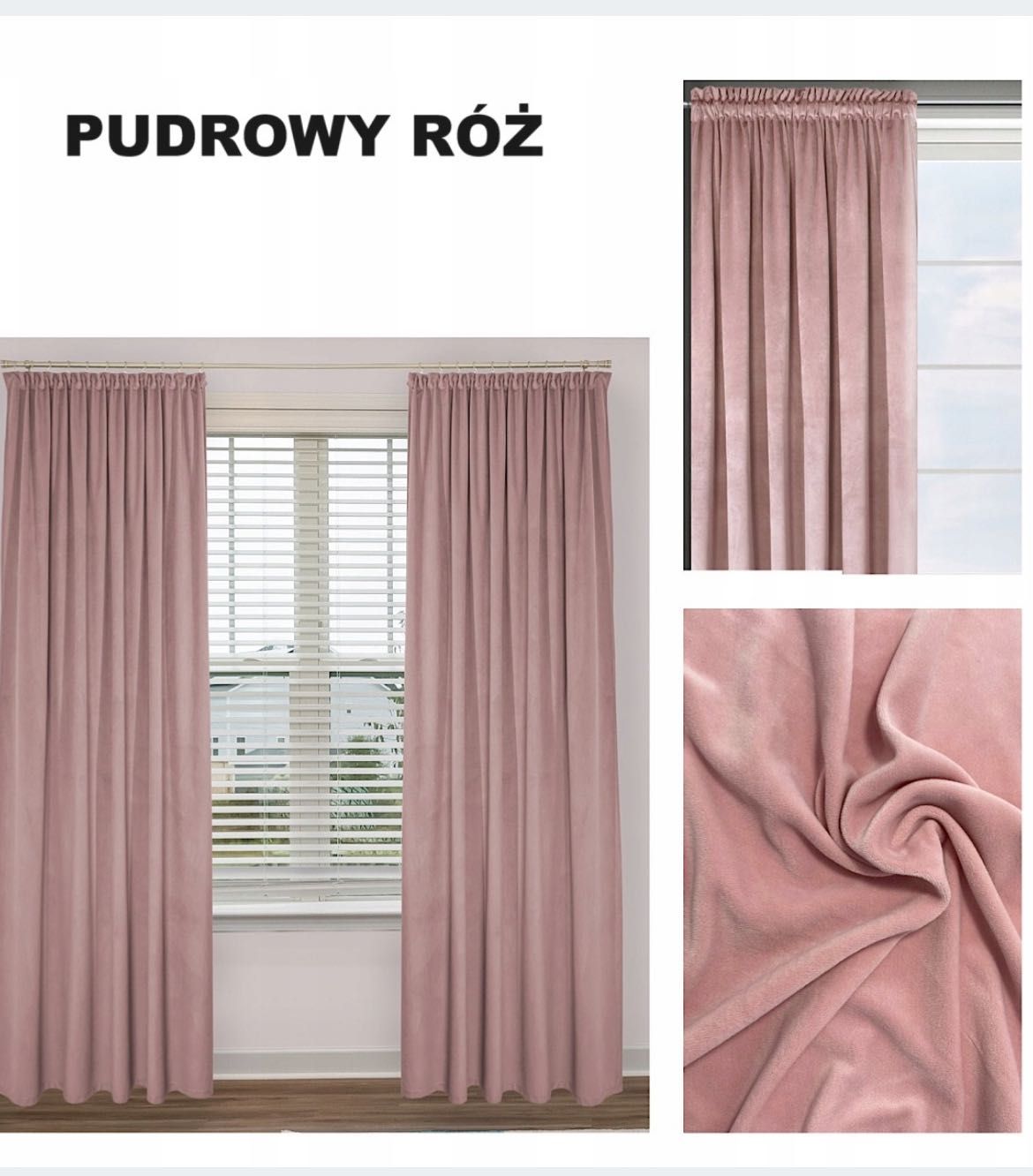 Zasłony na przelotach - 2 szt. pudrowy róż