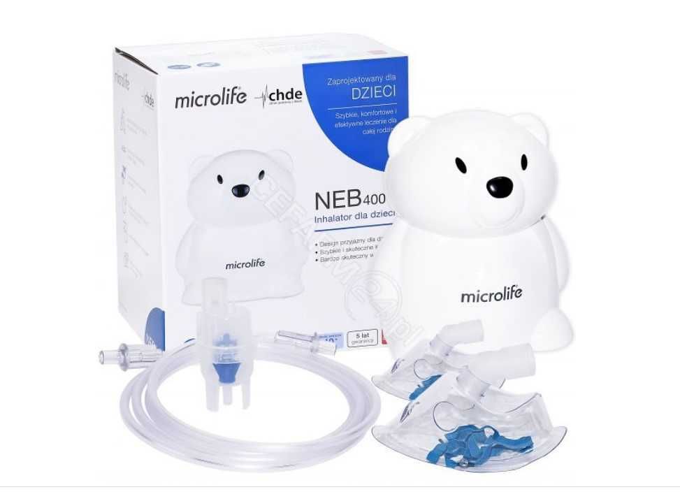 Nowy INHALATOR dla dzieci Microlife NEB 400 + Akcesoria GWARANCJA