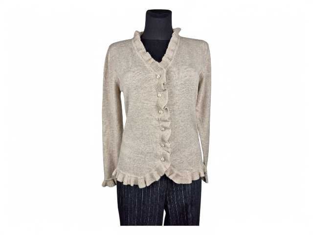 Sweter Tara r. L ciemny beż z falbaną