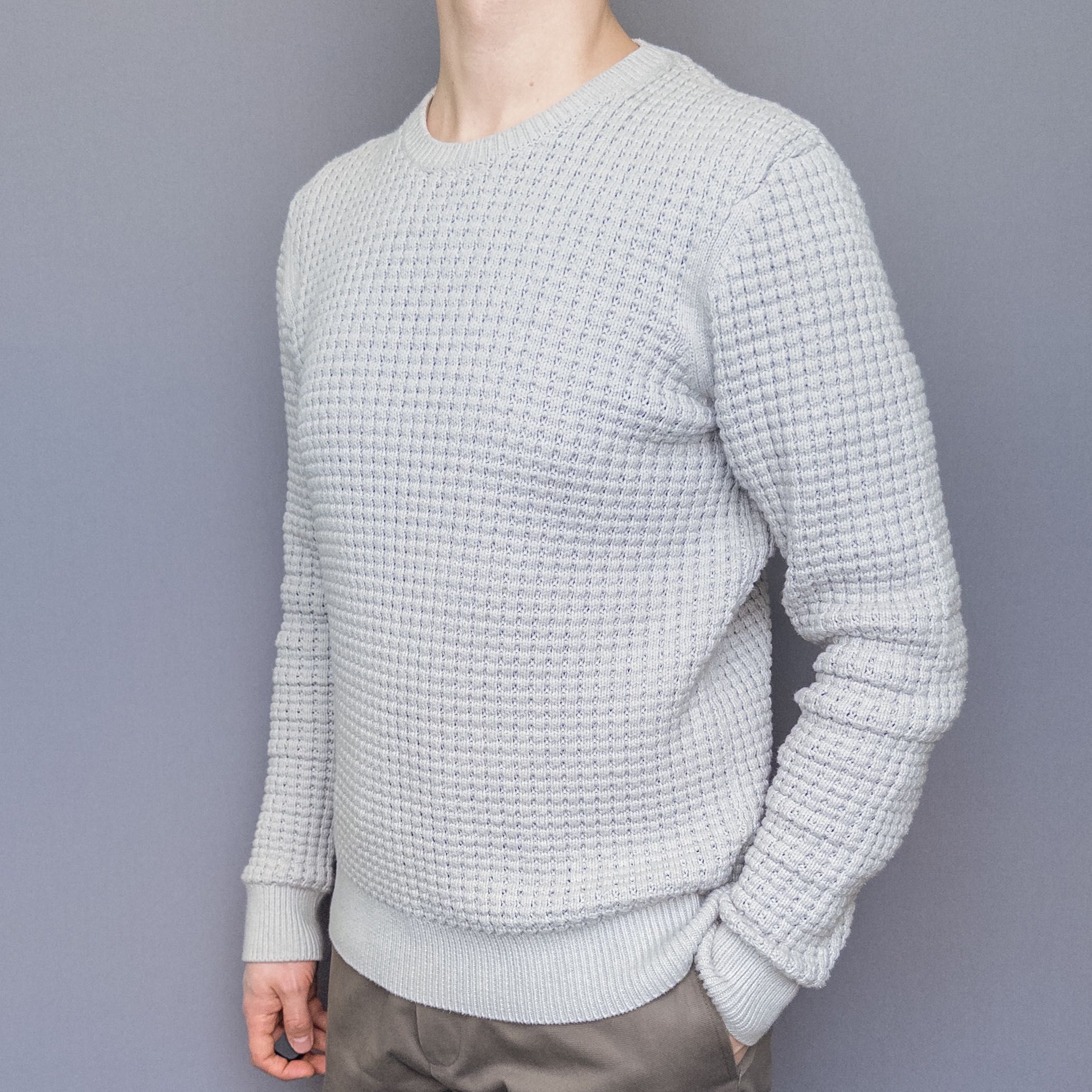 Allsaints, sweter "waffle" z okrągłym dekoltem, kremowy/beżowy, roz. S