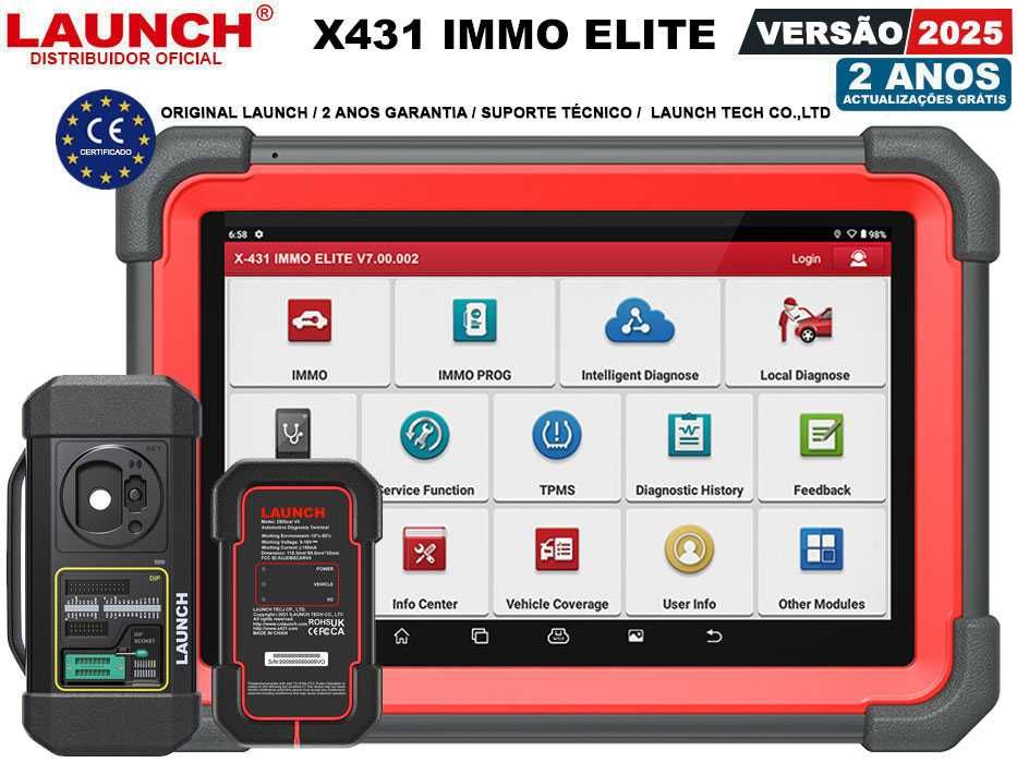 Launch X431 IMMO ELITE Máq Programação Chaves + Diagnóstico OBD (NOVO)