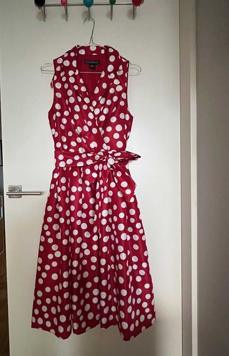 Sukienka retro w grochy rozmiar 34, 36 stan idealny