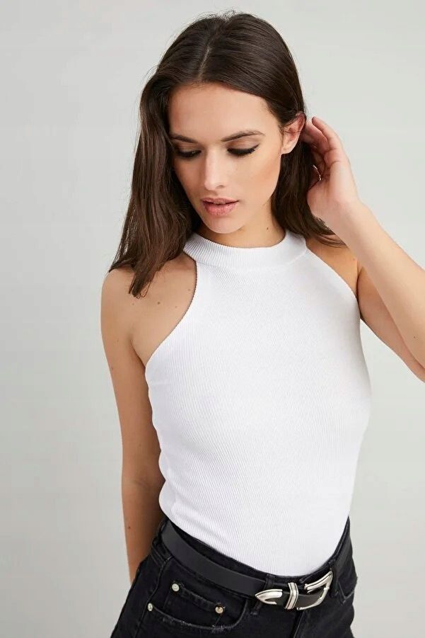 Cool & Sexy 36 S Biały Top Prążkowany H16987