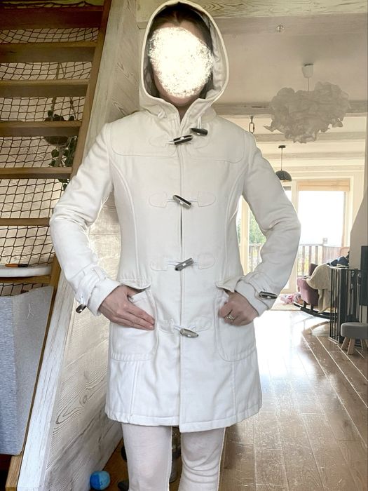 Płaszcz wełniany Diesel budrysówka S 36 kremowy z kapturem damski