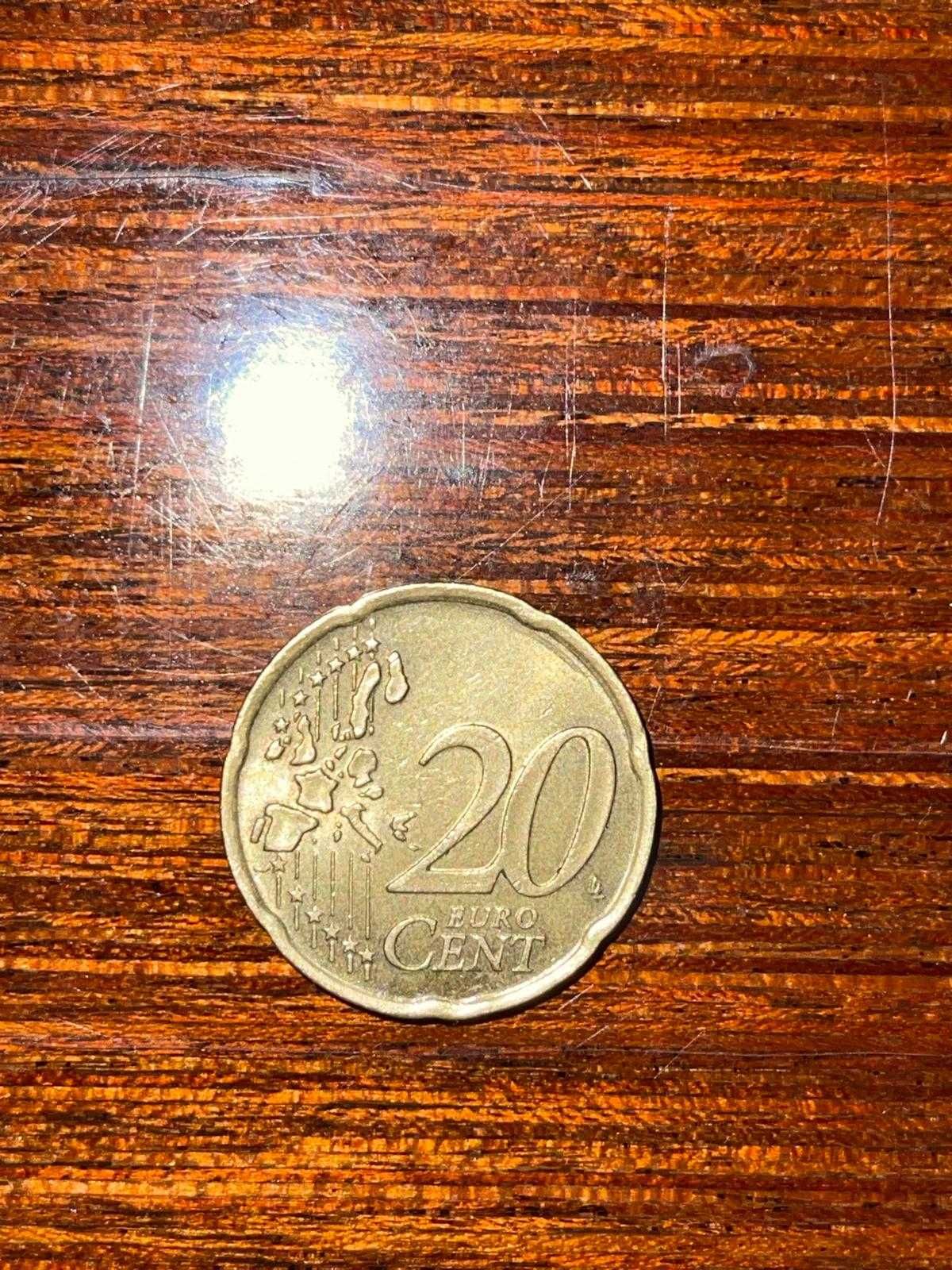 Moeda rara 20 cêntimos de coleção (2002/ Itália)