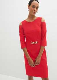 B.P.C sukienka ołówkowa czerwona z odkrytymi ramionami r.38
