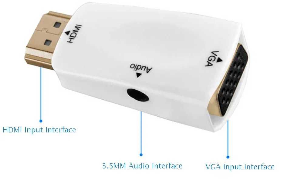 Adaptador mini conversor HDMI para VGA HDMI2VGA NOVO com Audio NOVO