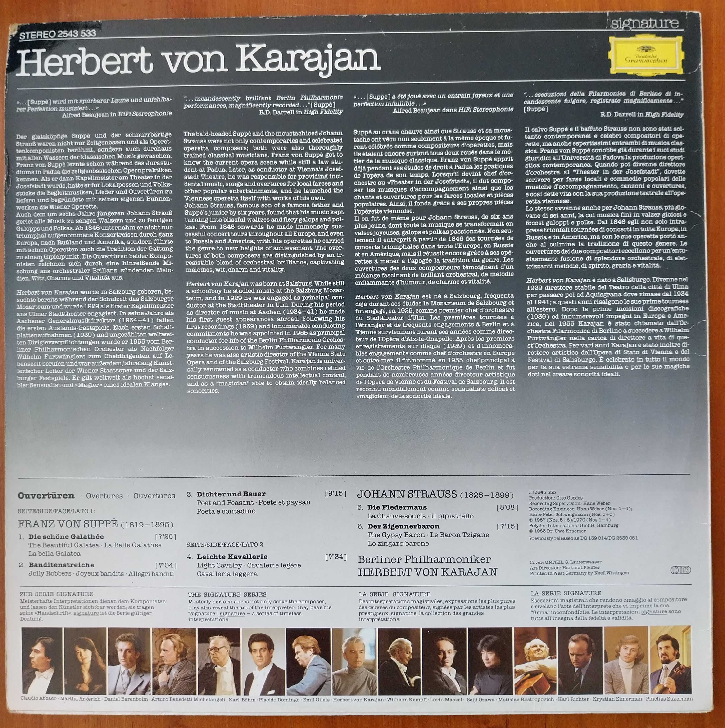 vinil: Herbert von Karajan “Suppè / Strauss - Ouvertüren”