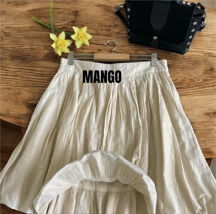 Spódnica bawełniana Mango na zimę plisowana rozkloszowana kolor M/L