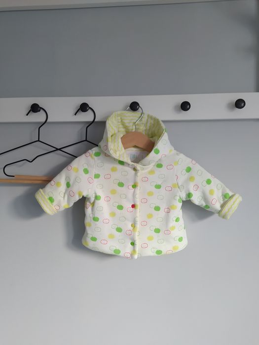 Ocieplana, miękka bluza w jabłuszka, z kapturem, dwustronna Mini Club