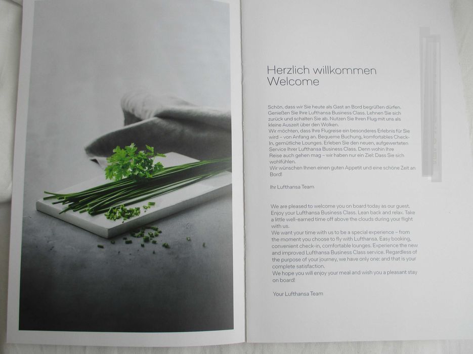 Lufthansa - Ementa Classe Executiva
