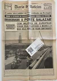 Jornal Diário notícias inauguração Ponte Salazar + Bilhete