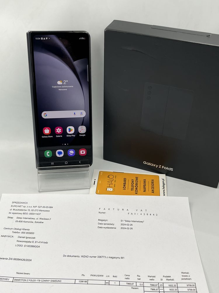 Jak Nowy Samsung Z Fold 5 5G 12/1TB Gwarancja z EuroNet, Halo gsm Łódź