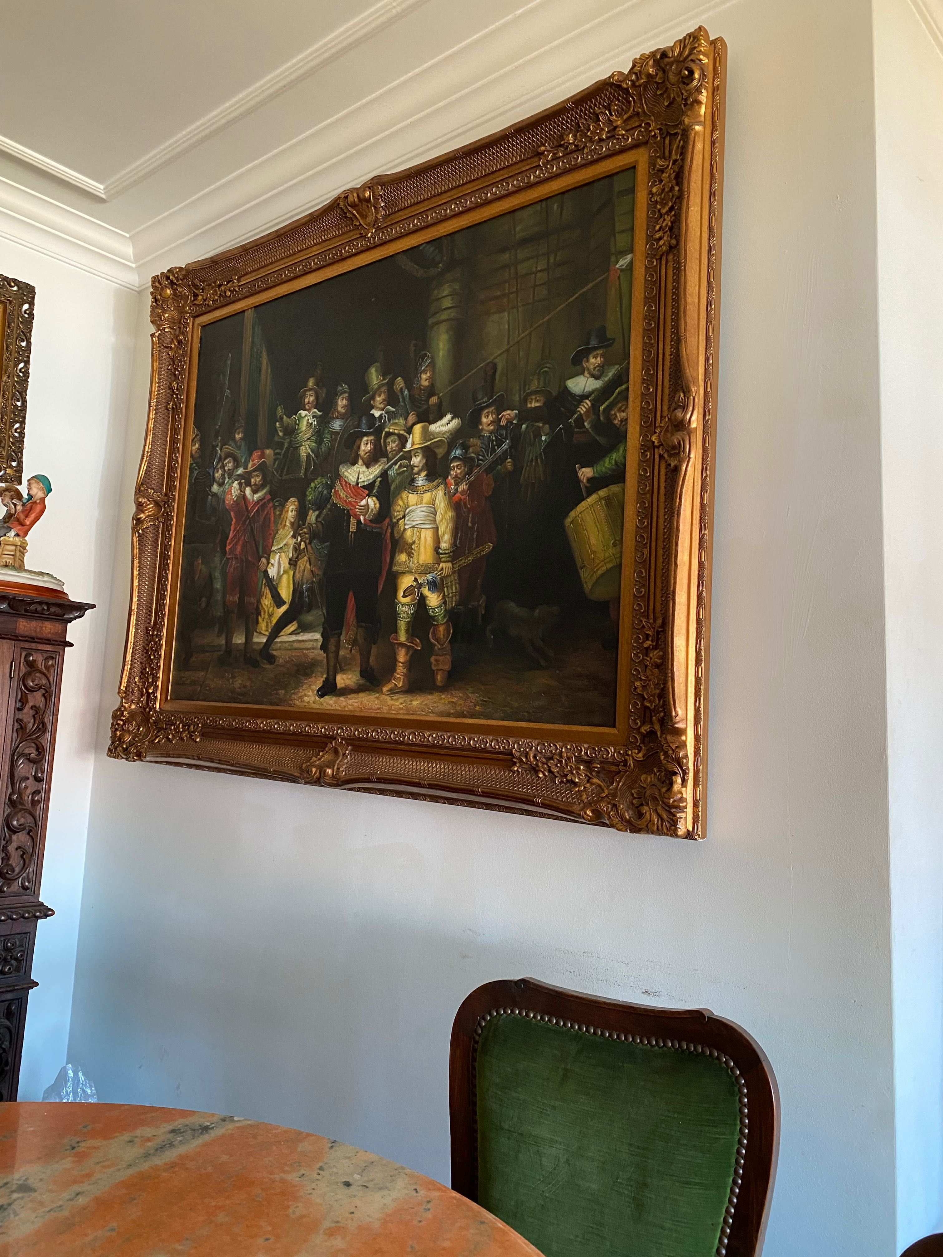 Majestosa Pintura Óleo Moldura madeira talha dourada Antiga 1,51 mt