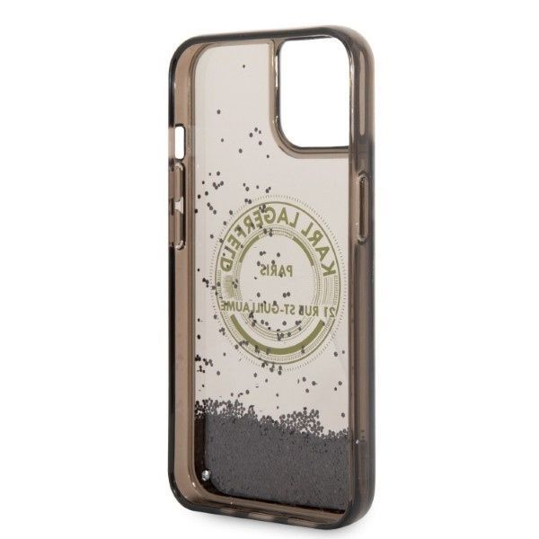 Etui Karl Lagerfeld Liquid Glitter RSG do iPhone 14/15/13, Czarny