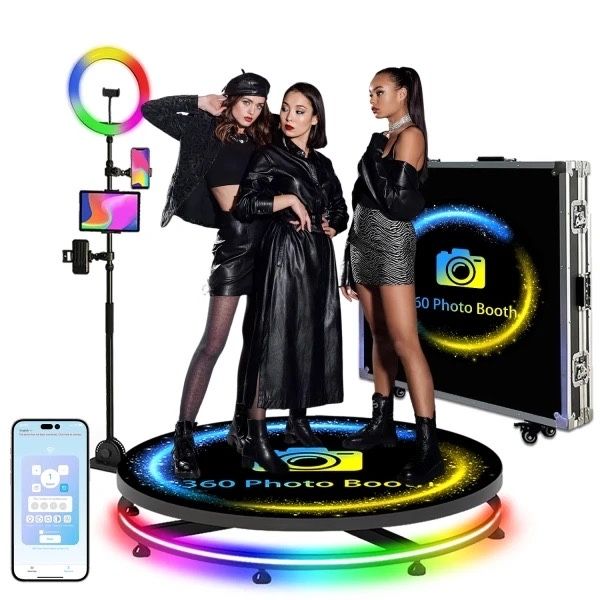 Máquina de cabine fotográfica 360 com anel de luz RGB