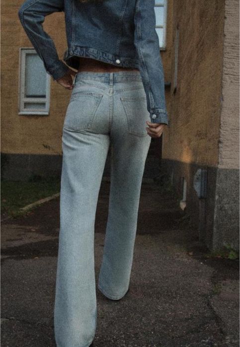 Джинси wide leg mid-rise full length