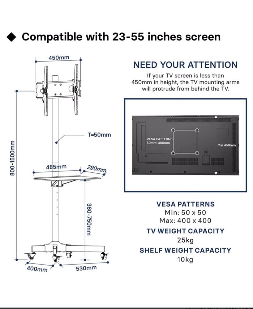 Suporte TV / Televisao Chão rodas 23” a 55” polegadas SIM Racing LCD