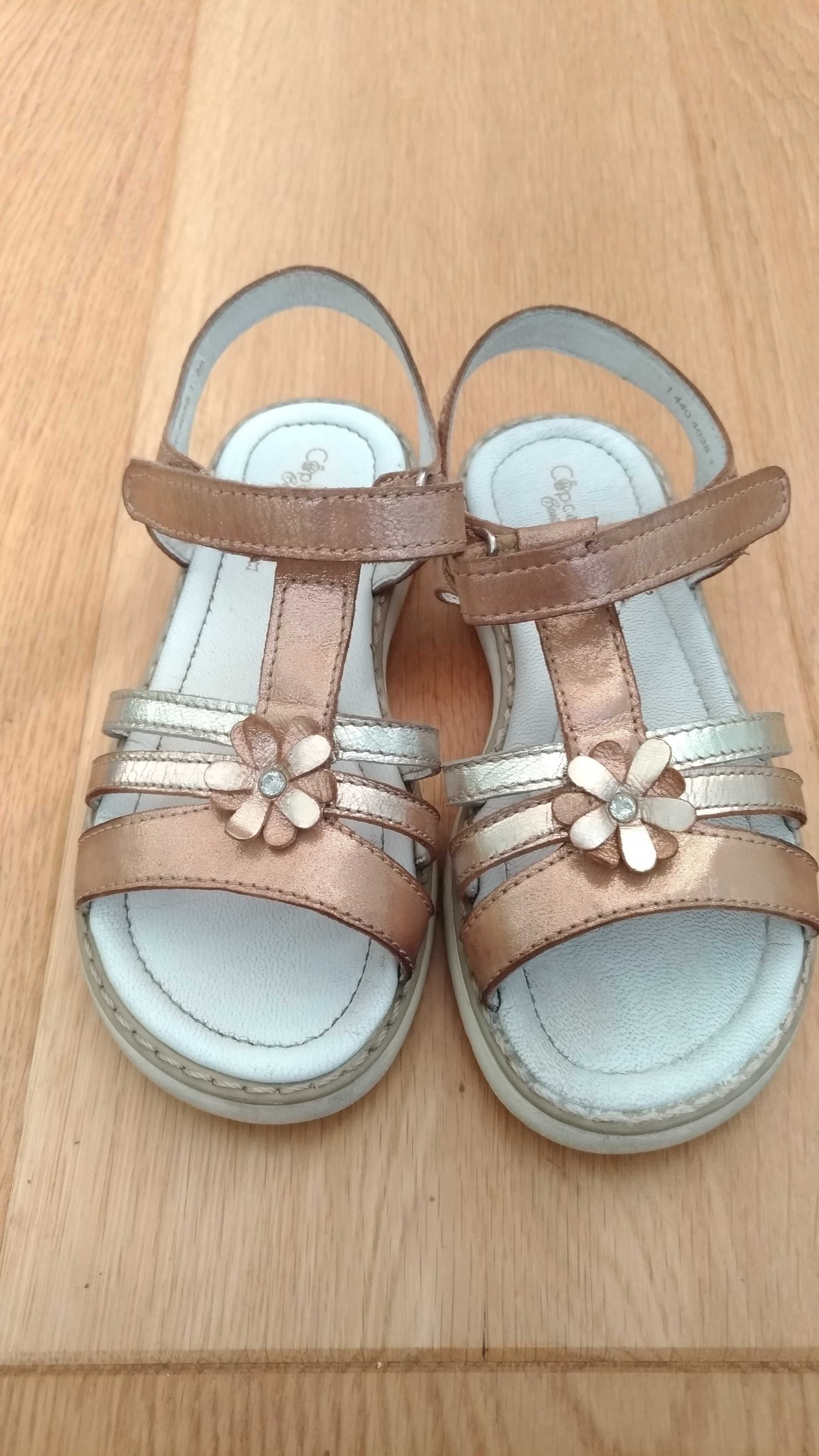 Sandały skórzane Cupcake - różowe złoto/srebro - sandałki rozmiar 28
