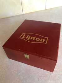 Pojemnik drewniany, skrzyneczka Lipton